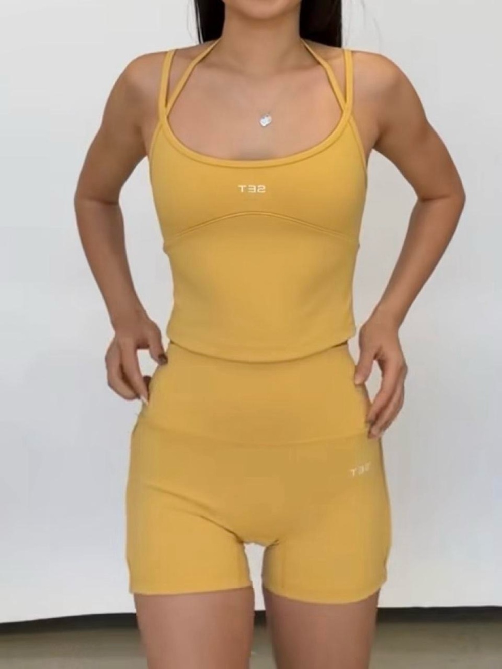 SET Active Luxform Lux Baseline Tank and Lux Pipe Shorts in Popcorn